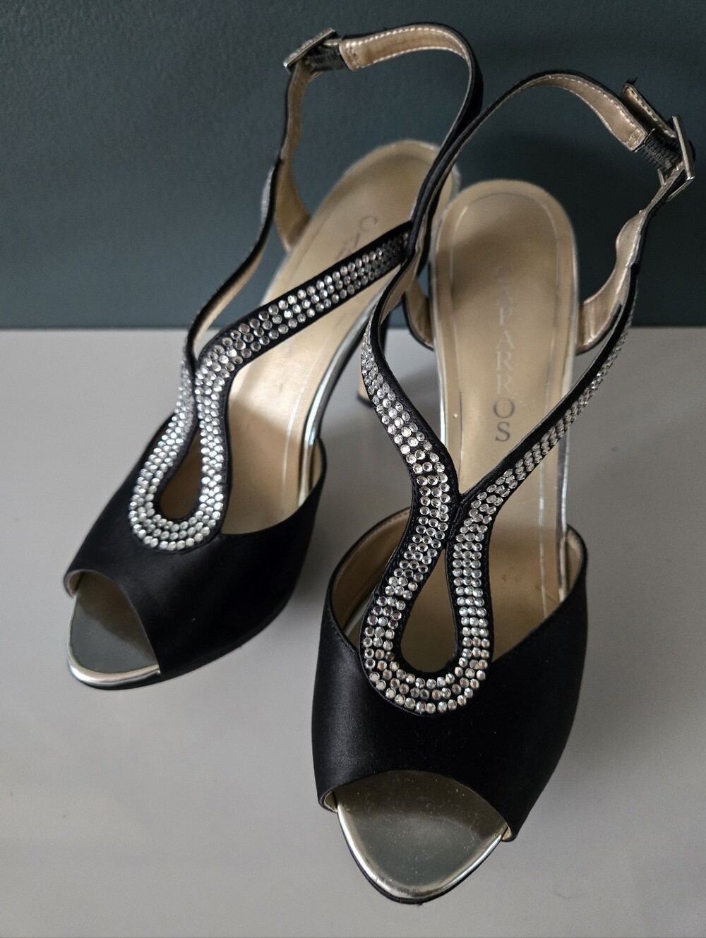 CAPARROS💫 Crystal-Satin Slingbacks Sz 7.5